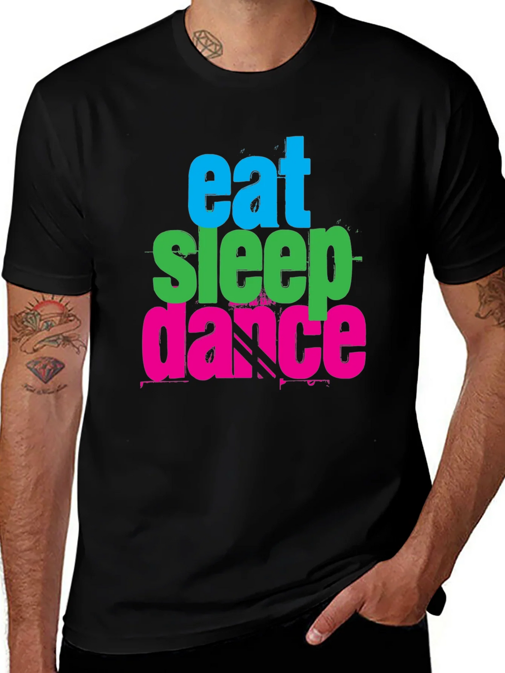 Eat Sleep Dance Graphic Tee - Black Cotton T-Shirt product image 1