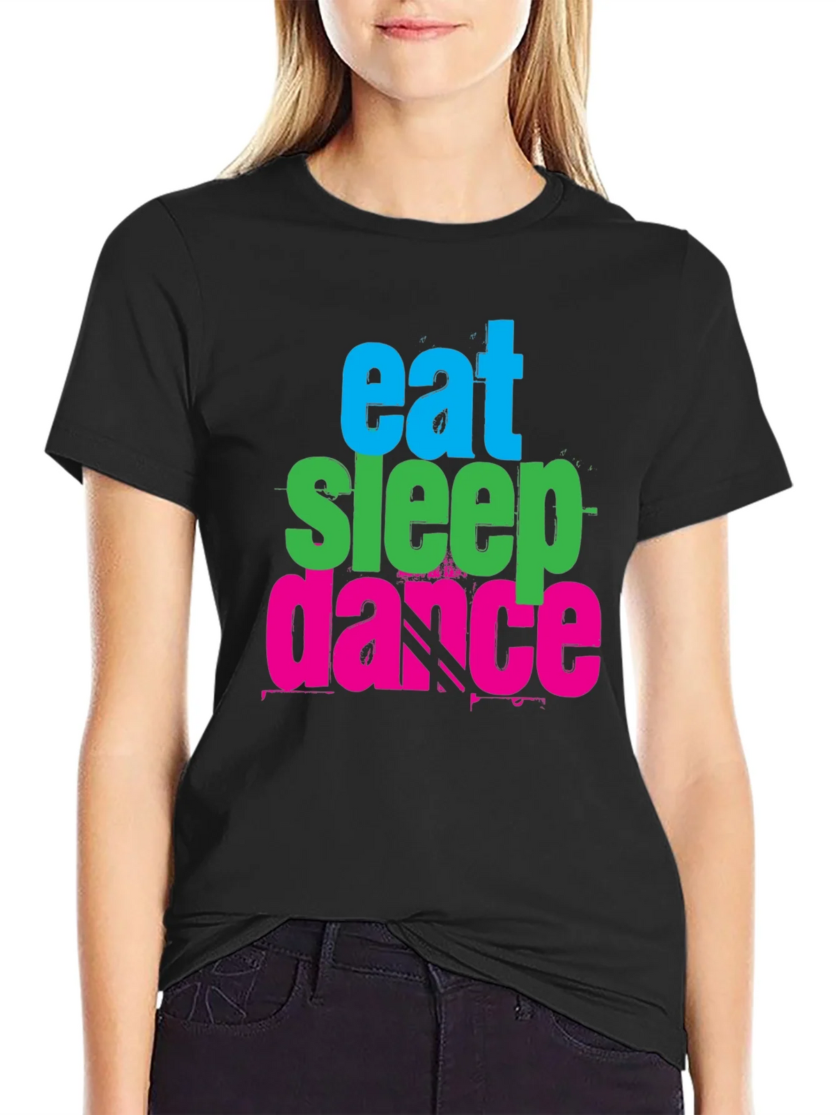 Eat Sleep Dance Graphic Tee - Black Cotton T-Shirt product image 2