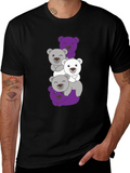 Stacked Bear Graphic Tee - Black Cotton Casual T-Shirt product image 1