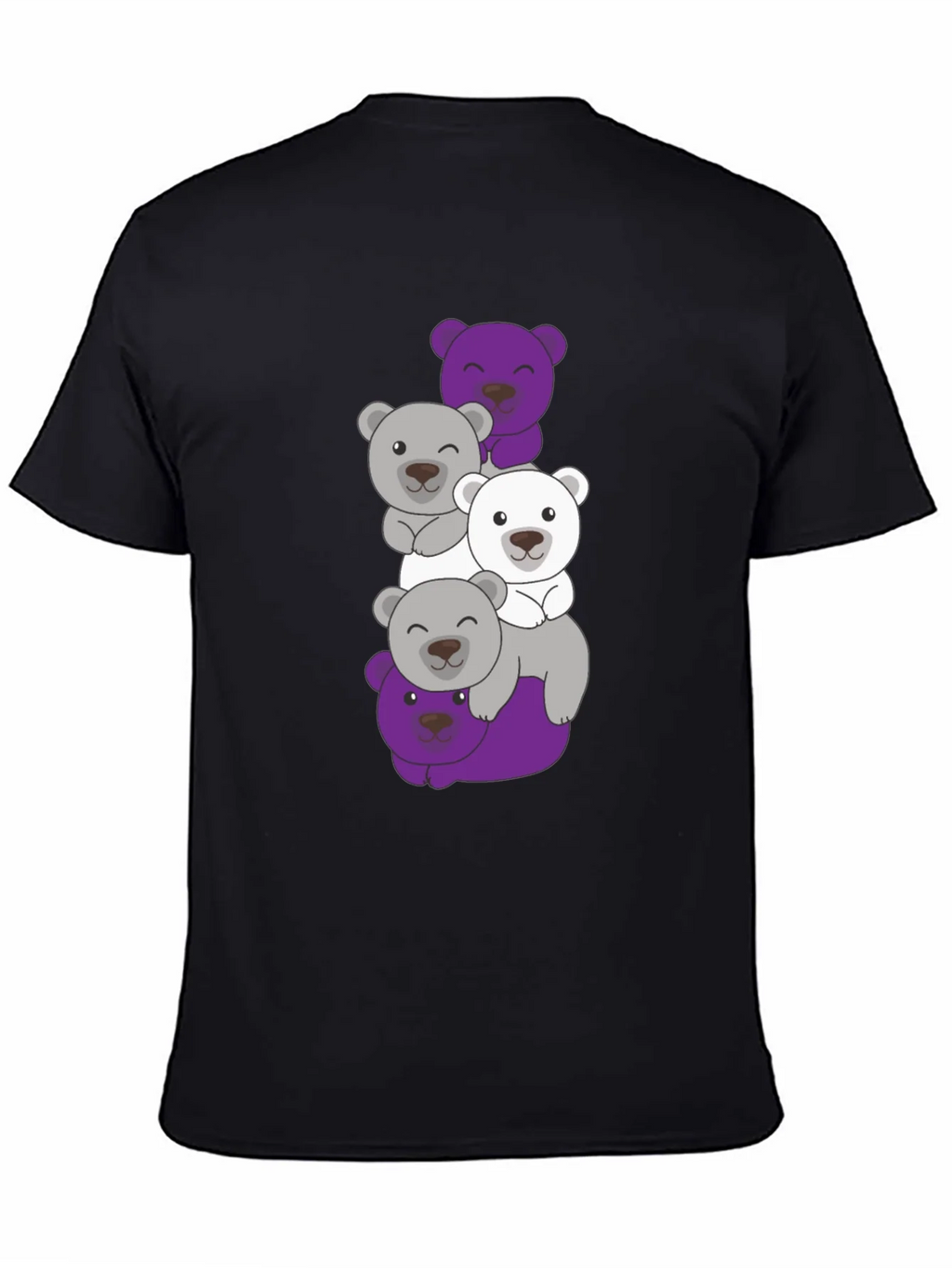 Stacked Bear Graphic Tee - Black Cotton Casual T-Shirt product image 4