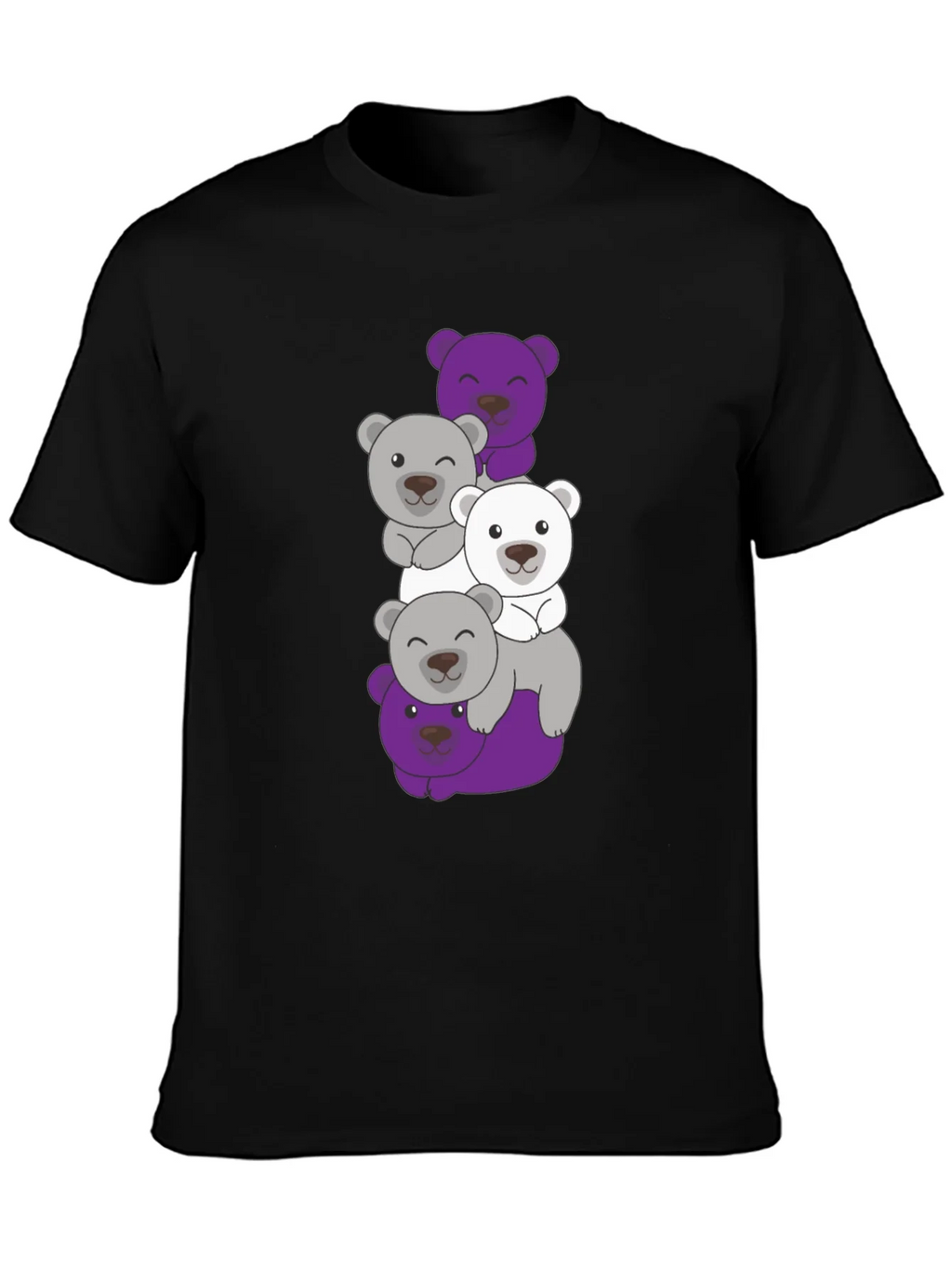 Stacked Bear Graphic Tee - Black Cotton Casual T-Shirt product image 3