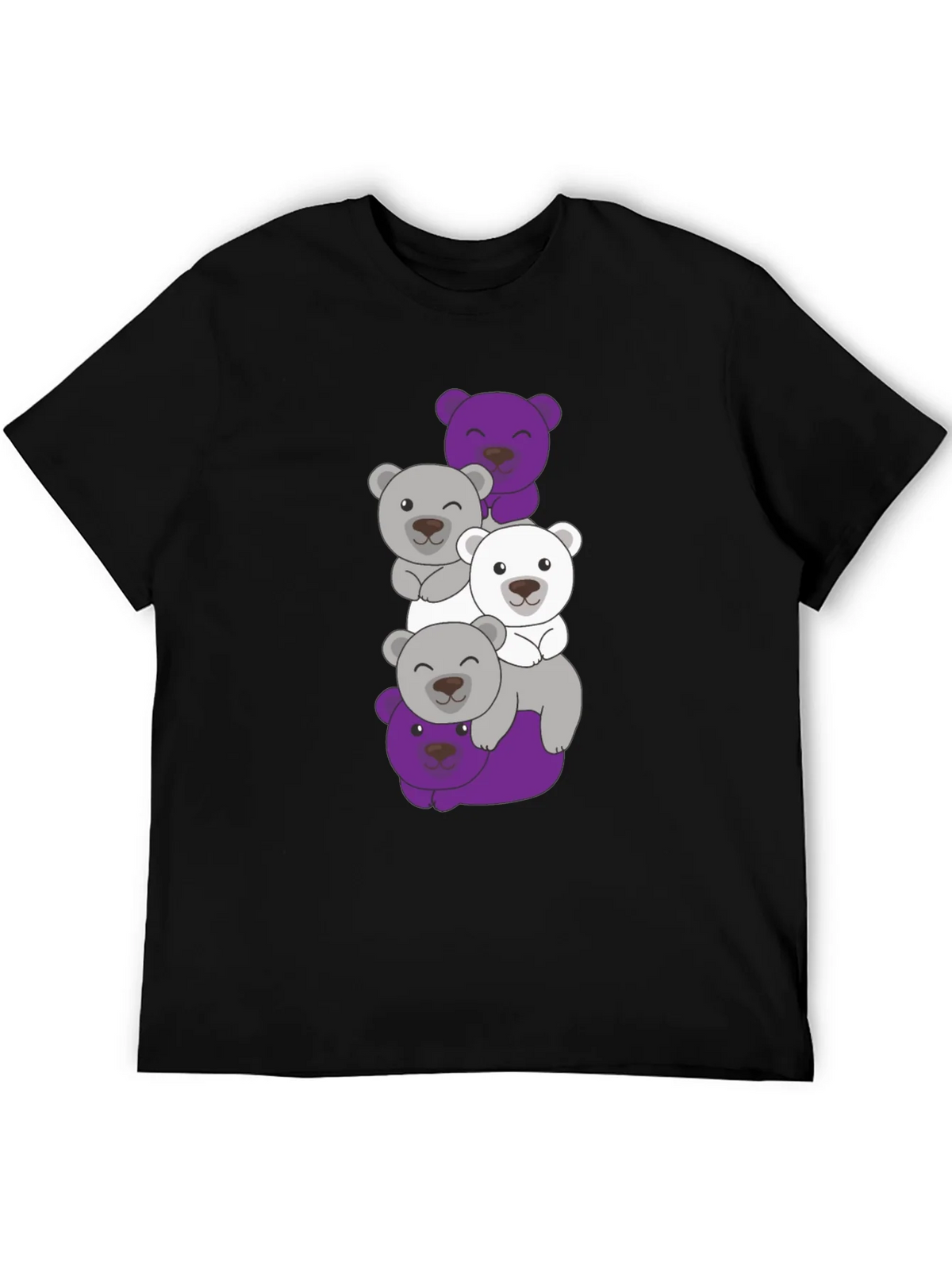 Stacked Bear Graphic Tee - Black Cotton Casual T-Shirt product image 5