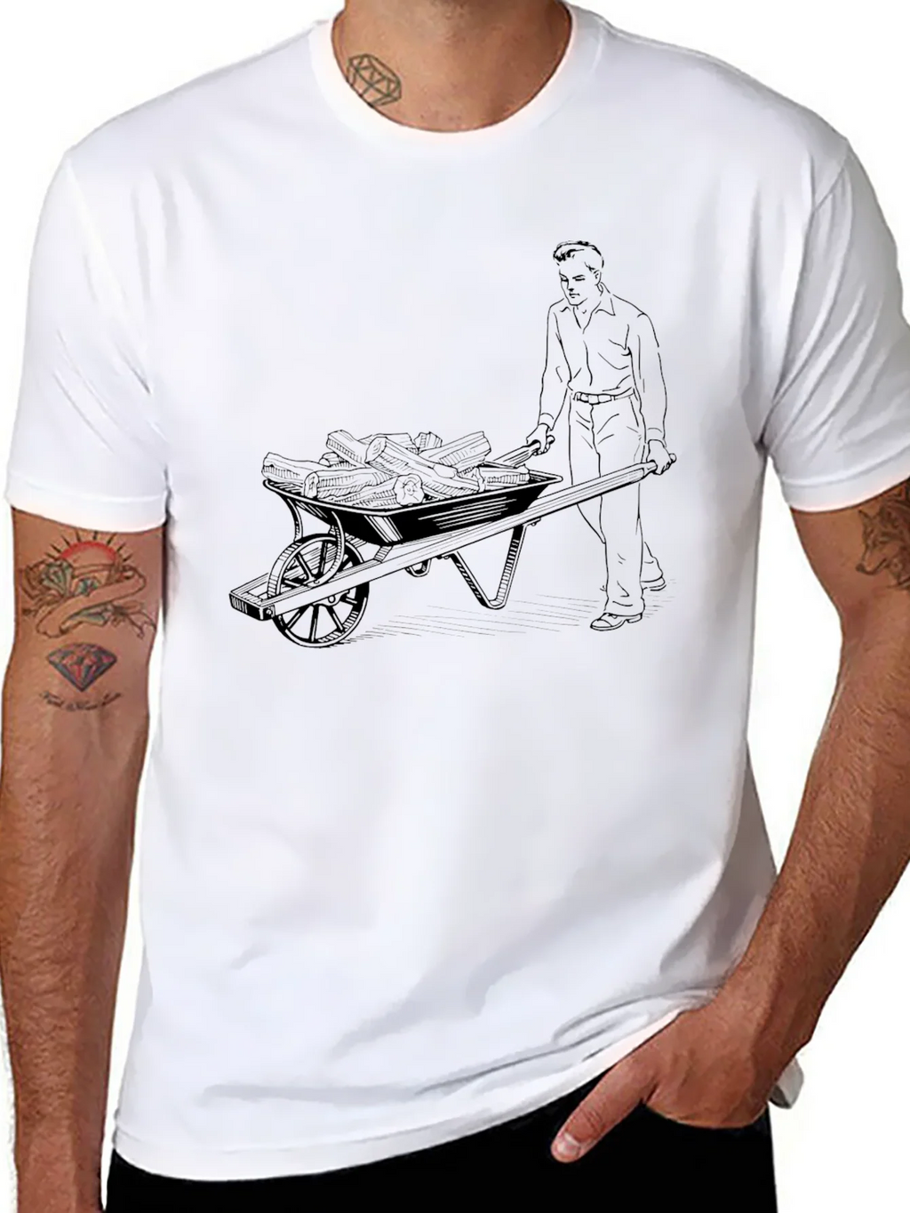 Black Graphic Tee - Man Pushing Wheelbarrow product image 10