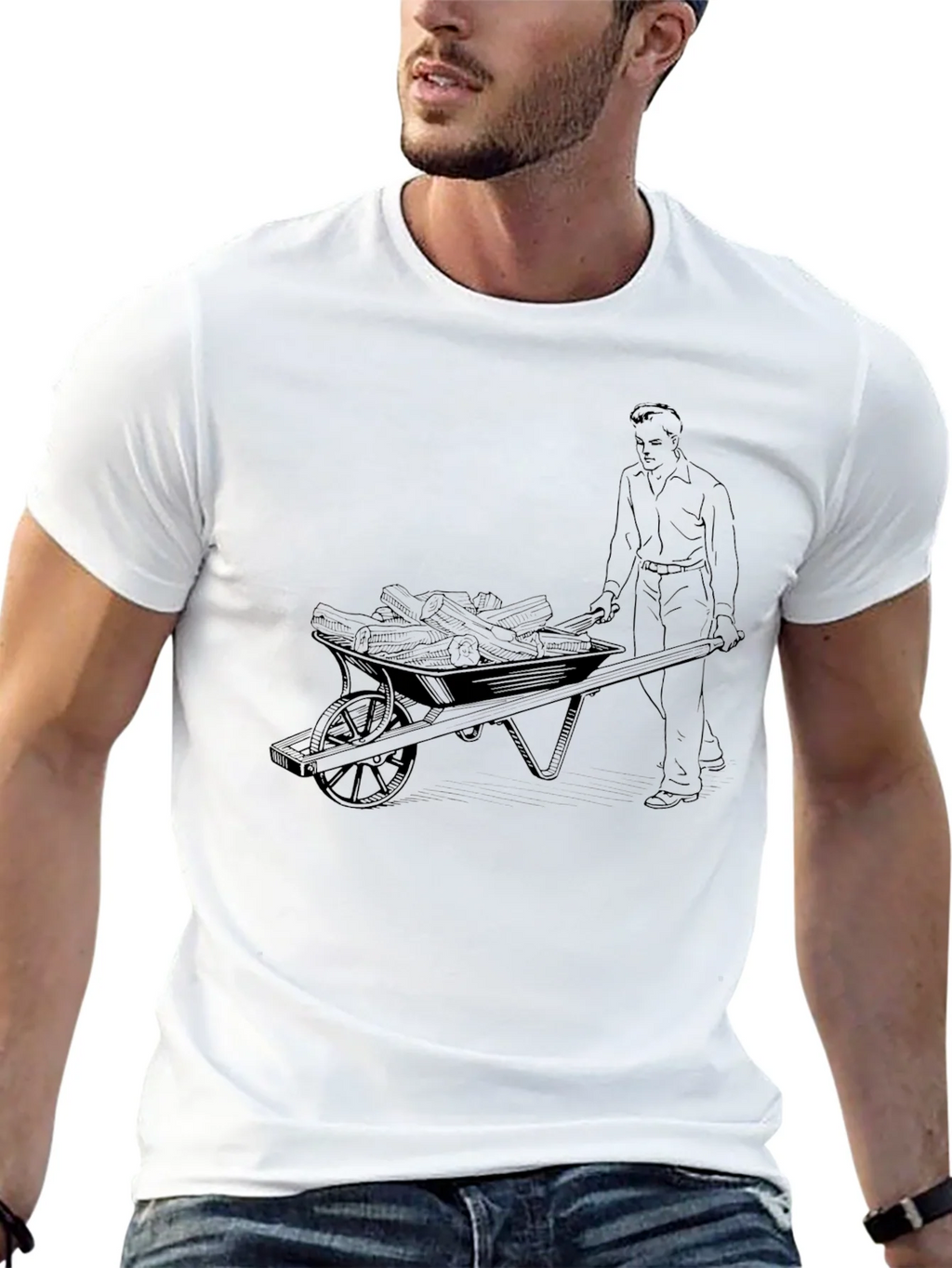 Black Graphic Tee - Man Pushing Wheelbarrow product image 4