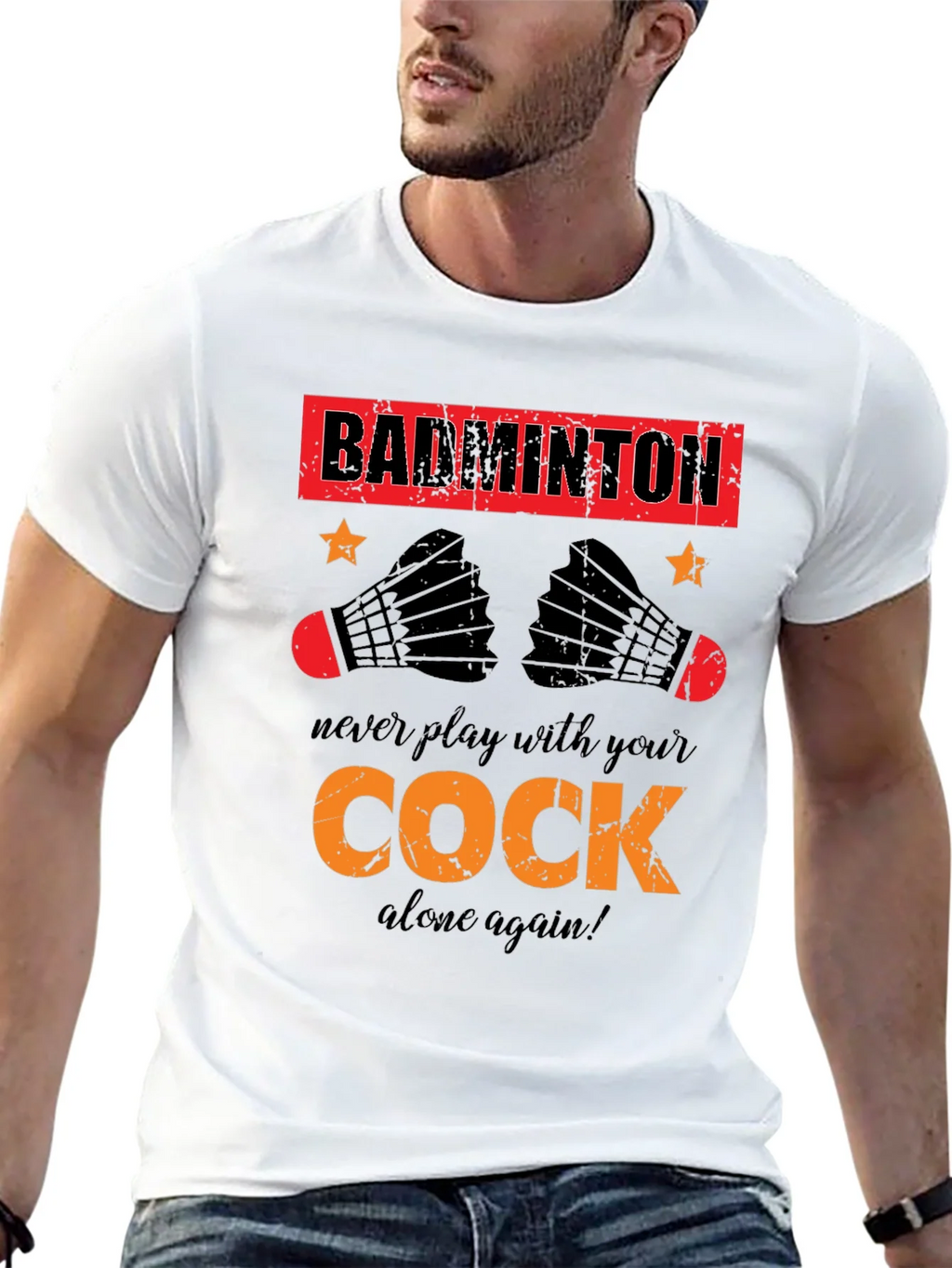 Funny Badminton T-Shirt - Cock Design product image 12
