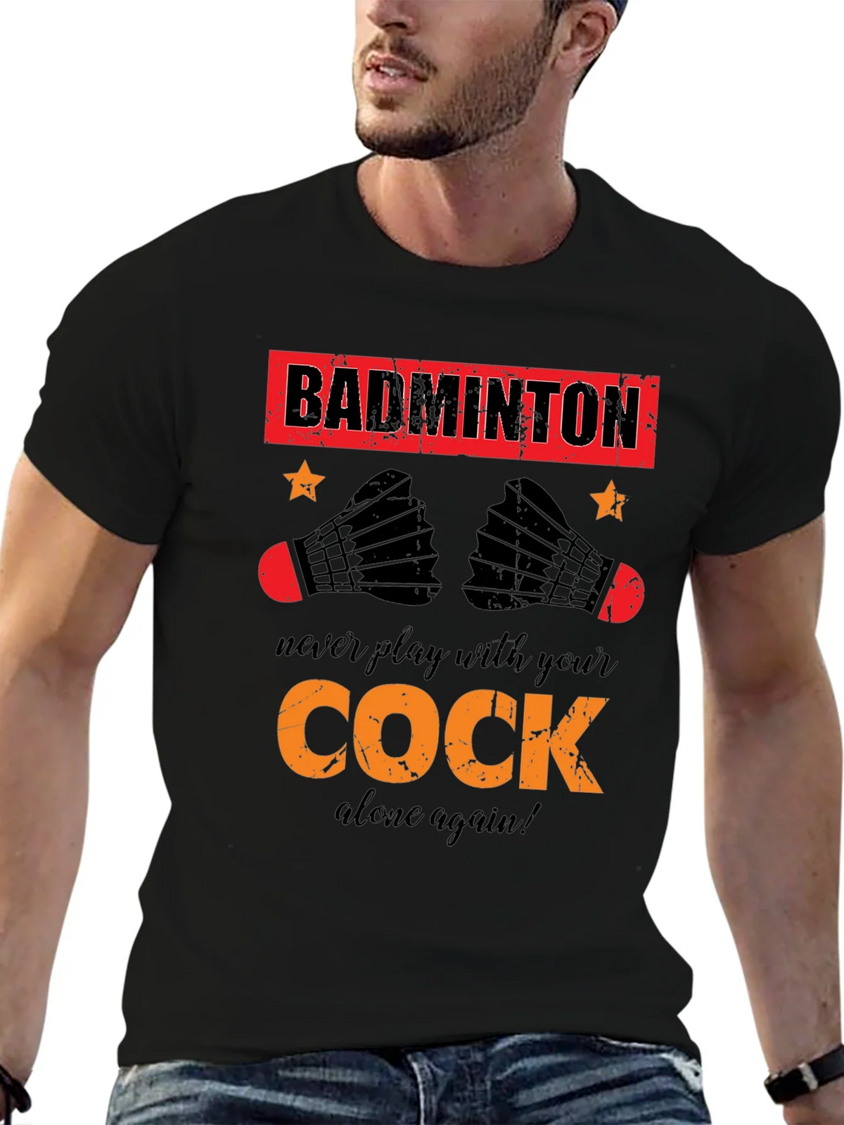 Funny Badminton T-Shirt - Cock Design product image 6