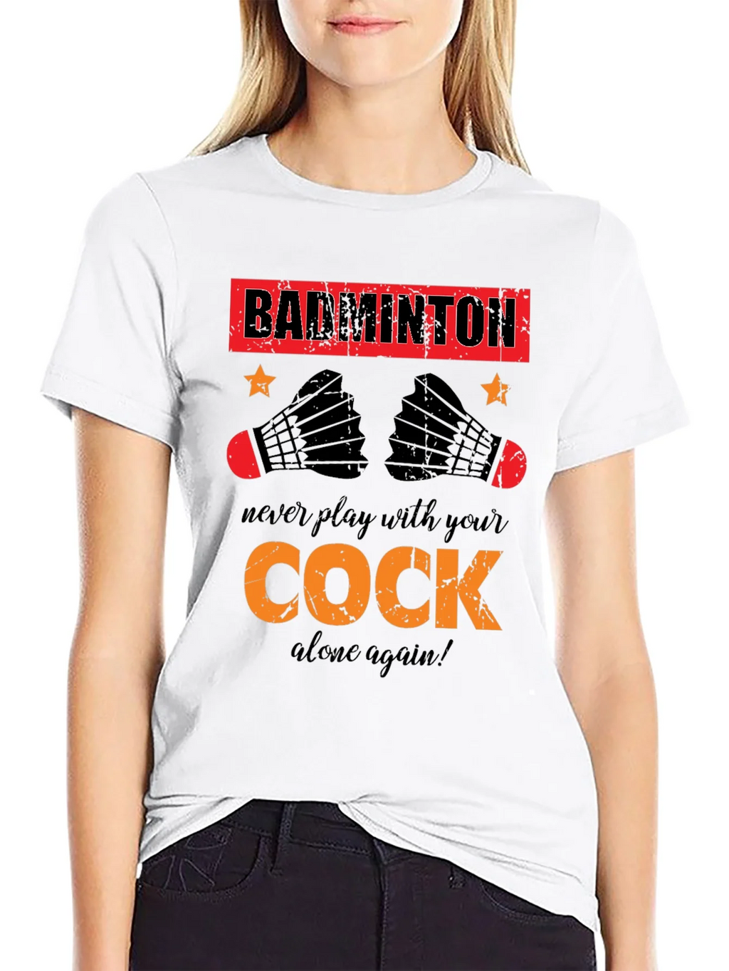 Funny Badminton T-Shirt - Cock Design product image 8