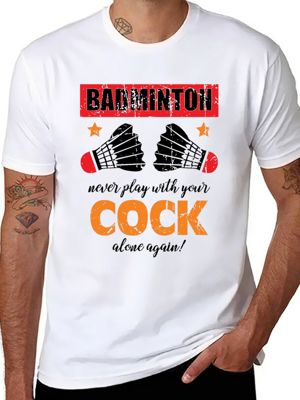 Funny Badminton T-Shirt - Cock Design product image 7