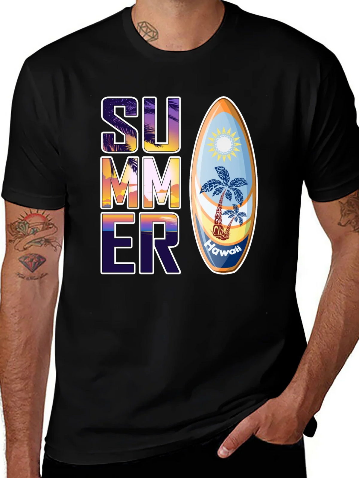 Summer Hawaii Surfboard Graphic T-Shirt product image 1