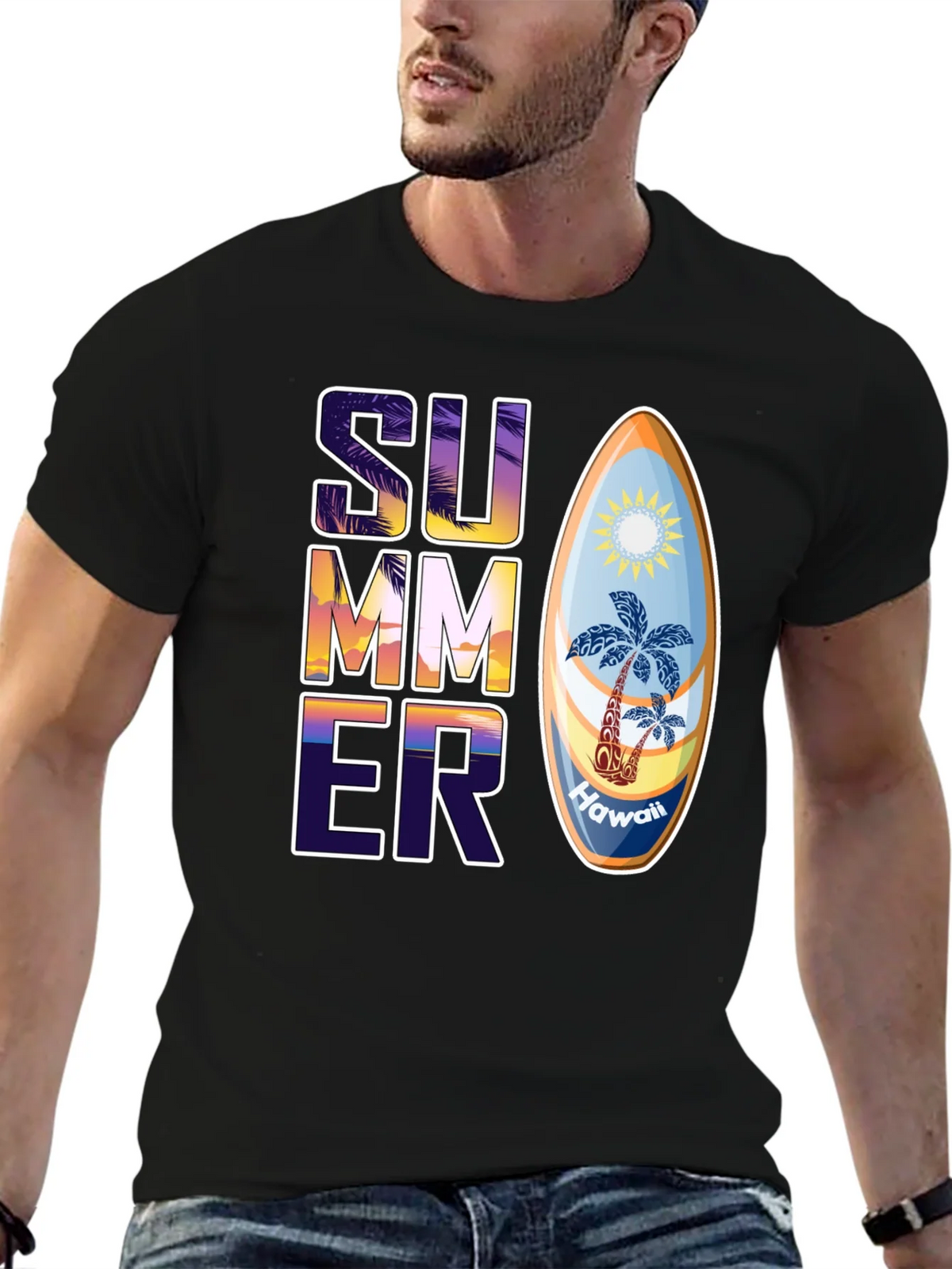 Summer Hawaii Surfboard Graphic T-Shirt product image 9