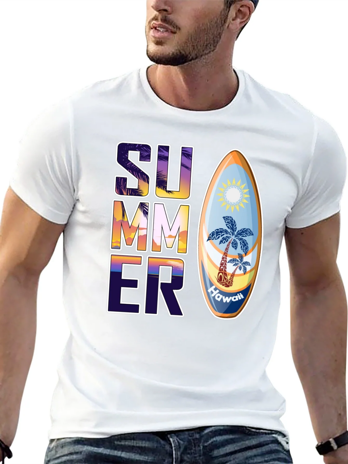 Summer Hawaii Surfboard Graphic T-Shirt product image 4