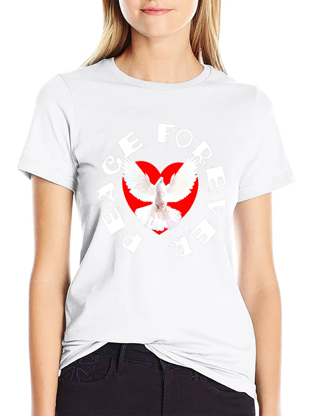 Peace Forever Black T-Shirt with Dove Graphic product image 8