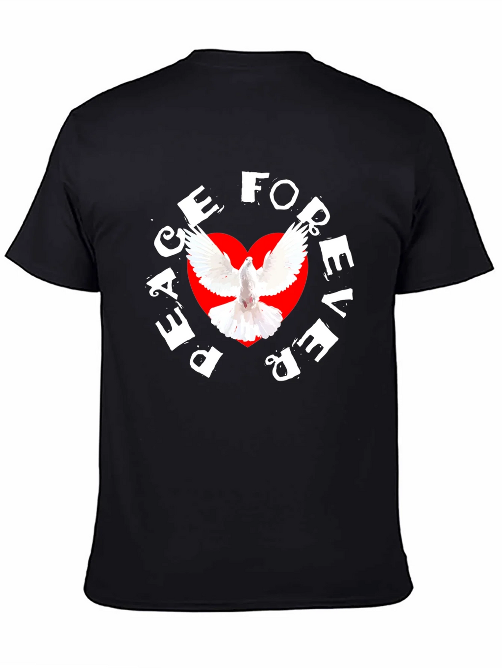 Peace Forever Black T-Shirt with Dove Graphic product image 4