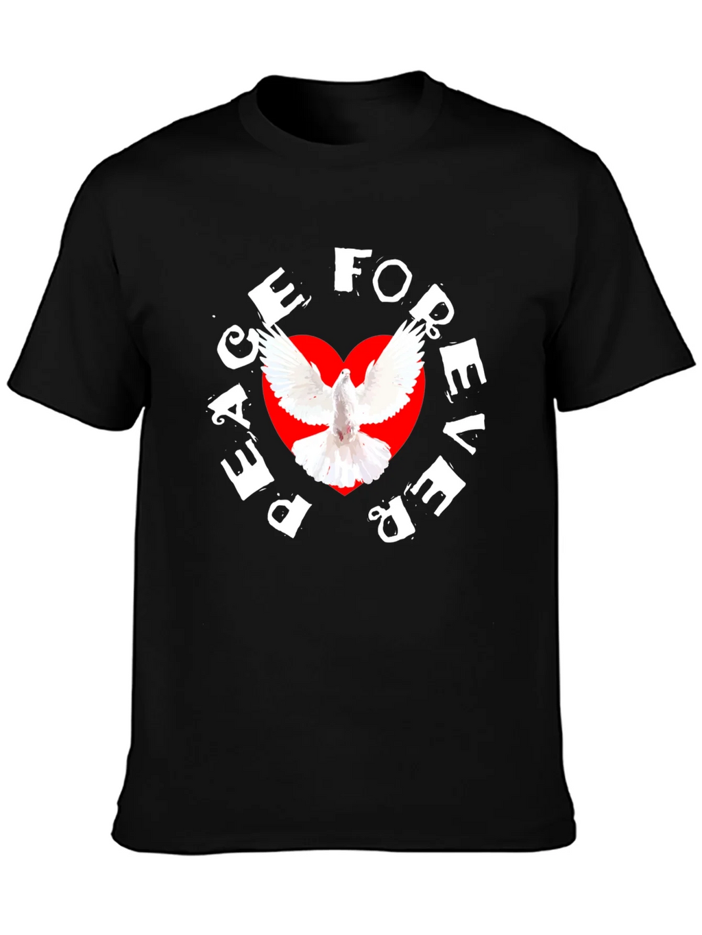 Peace Forever Black T-Shirt with Dove Graphic product image 3