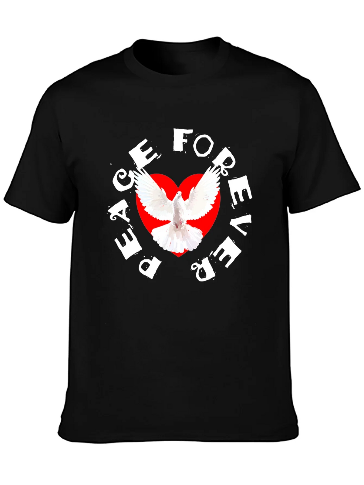Peace Forever Black T-Shirt with Dove Graphic product image 3