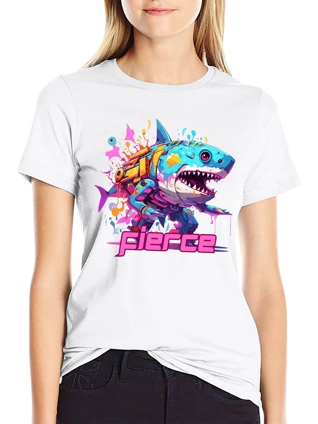 Fierce Cyberpunk Shark T-Shirt product image 11