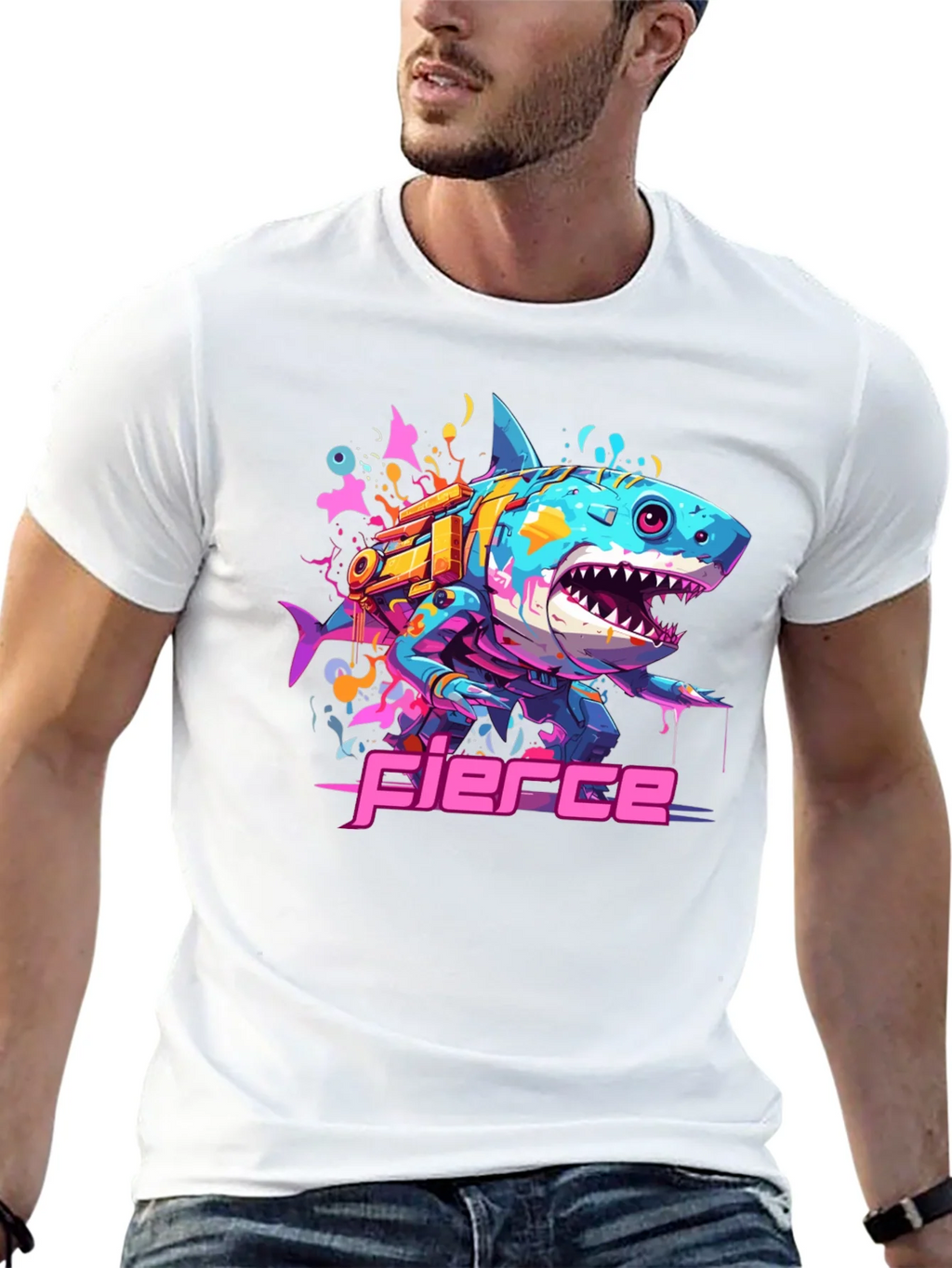 Fierce Cyberpunk Shark T-Shirt product image 4