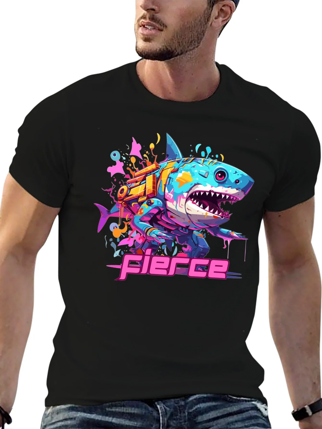 Fierce Cyberpunk Shark T-Shirt product image 9