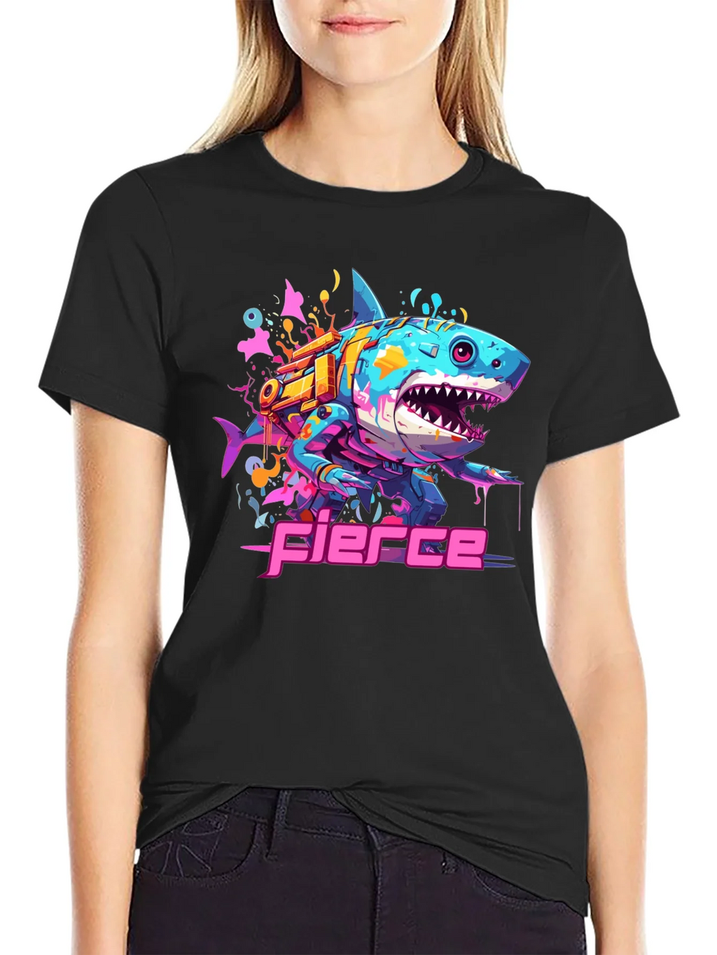 Fierce Cyberpunk Shark T-Shirt product image 5