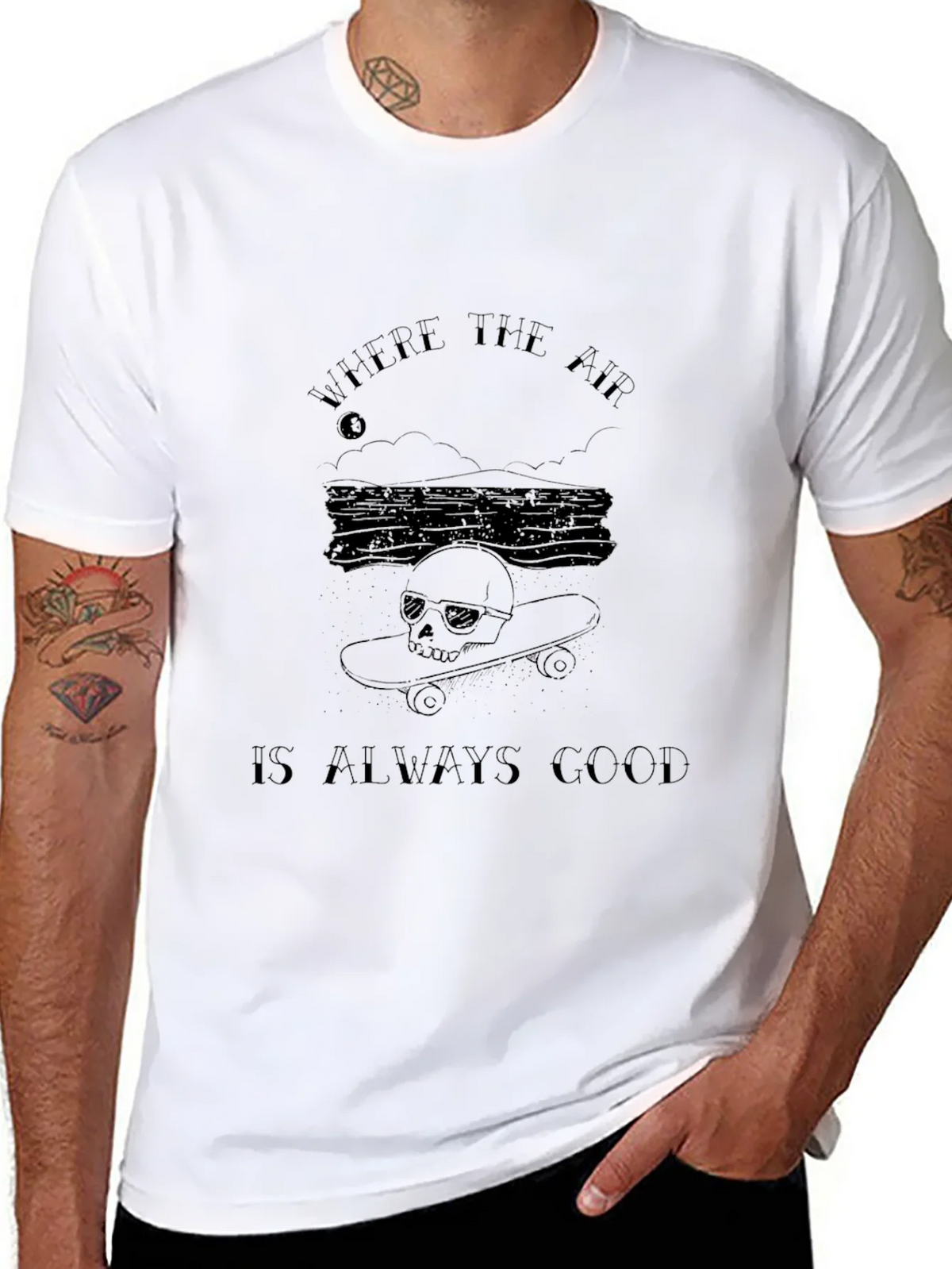 Skull Skateboard T-Shirt - Where the Air Is Always Good product image 7
