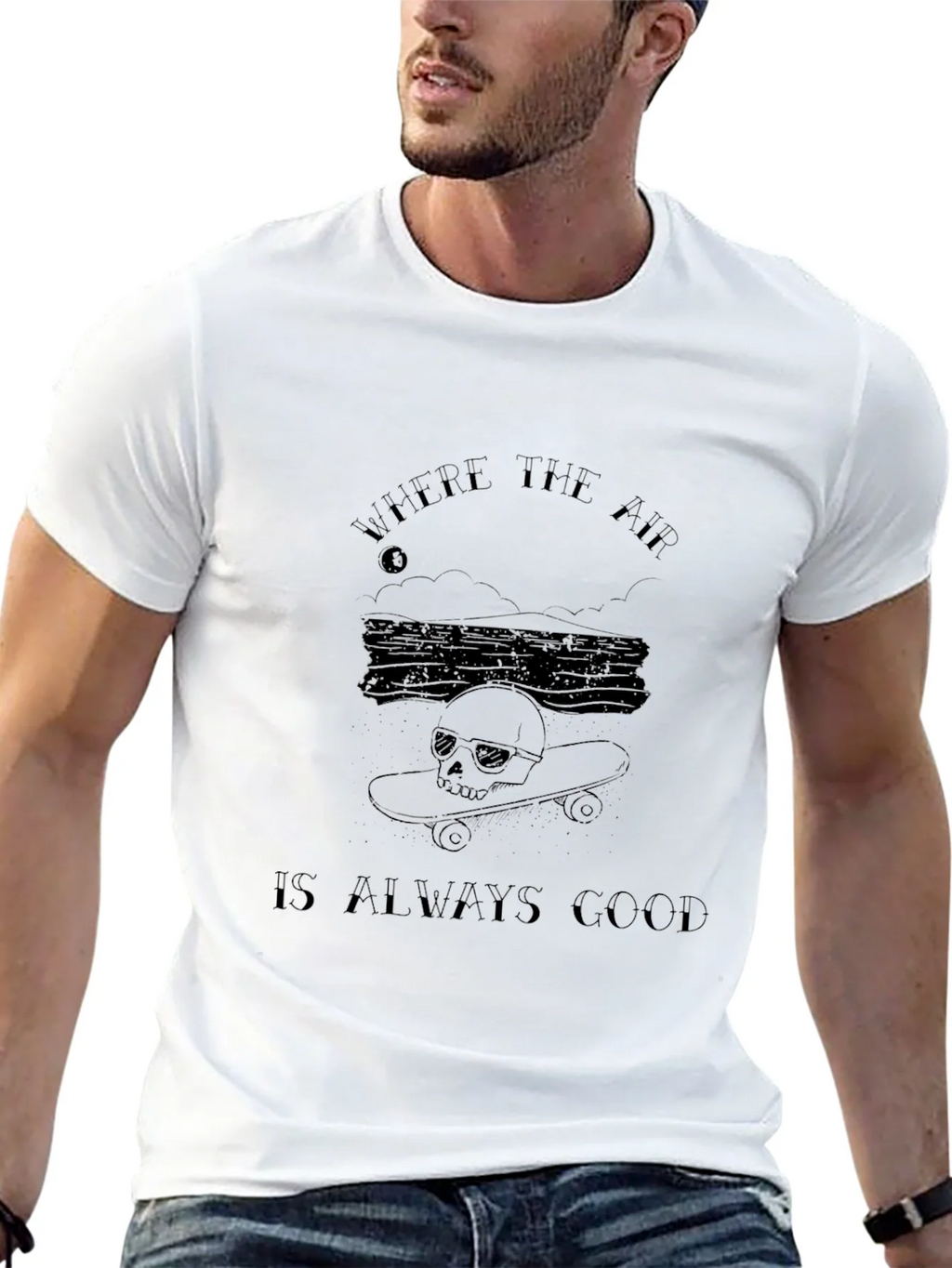 Skull Skateboard T-Shirt - Where the Air Is Always Good product image 12