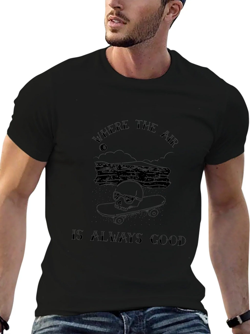 Skull Skateboard T-Shirt - Where the Air Is Always Good product image 6