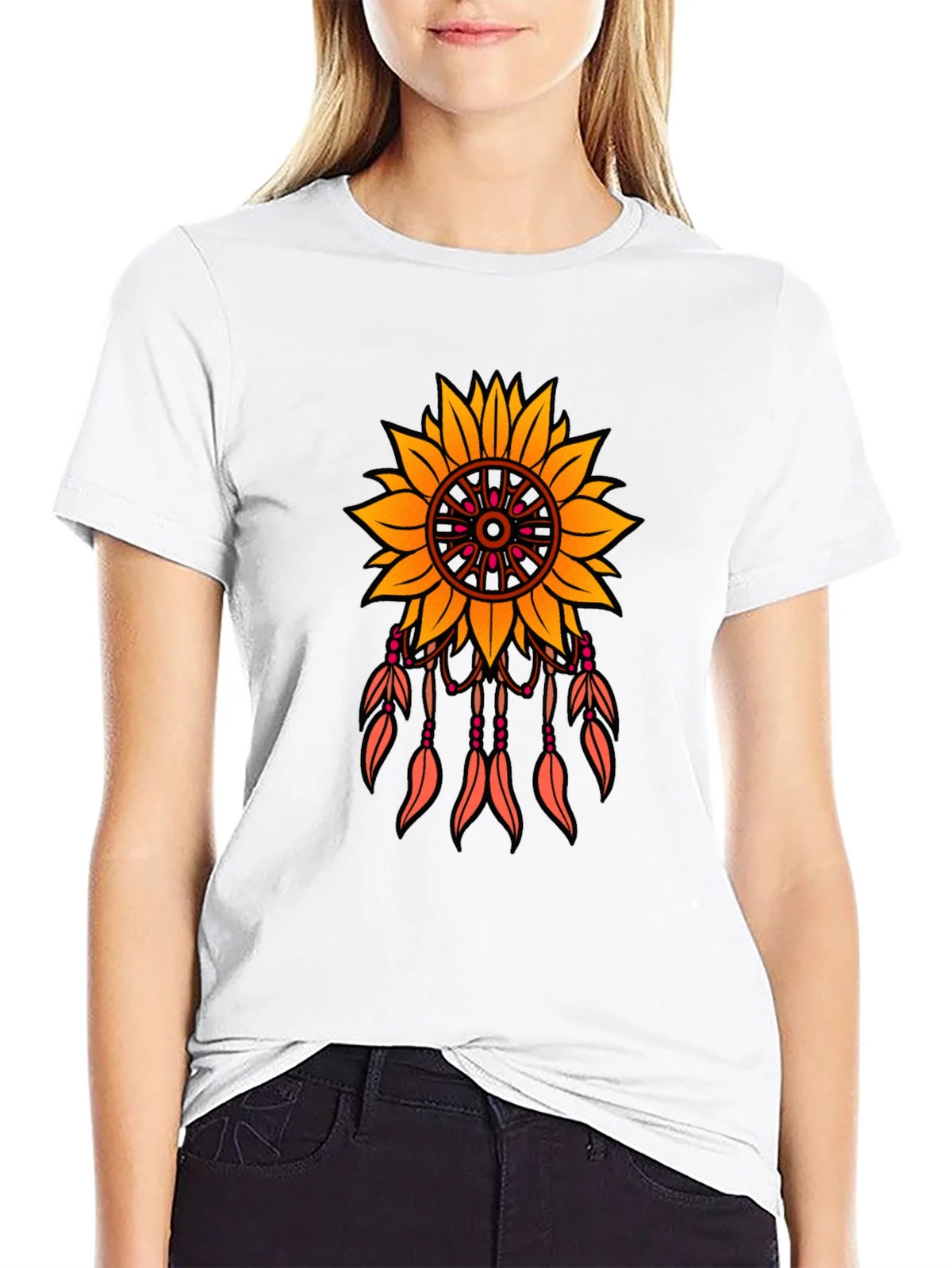 Sunflower Dreamcatcher Graphic T-Shirt - Black product image 8
