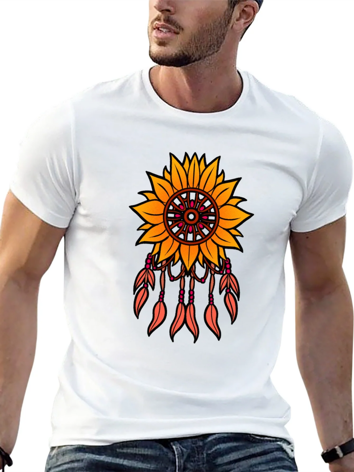 Sunflower Dreamcatcher Graphic T-Shirt - Black product image 12