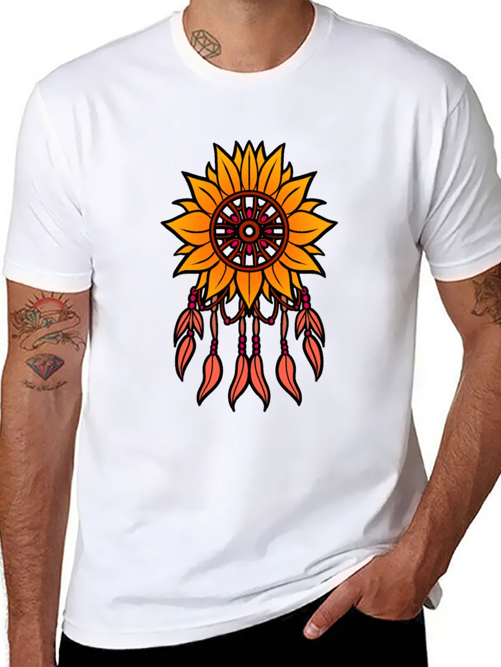 Sunflower Dreamcatcher Graphic T-Shirt - Black product image 7