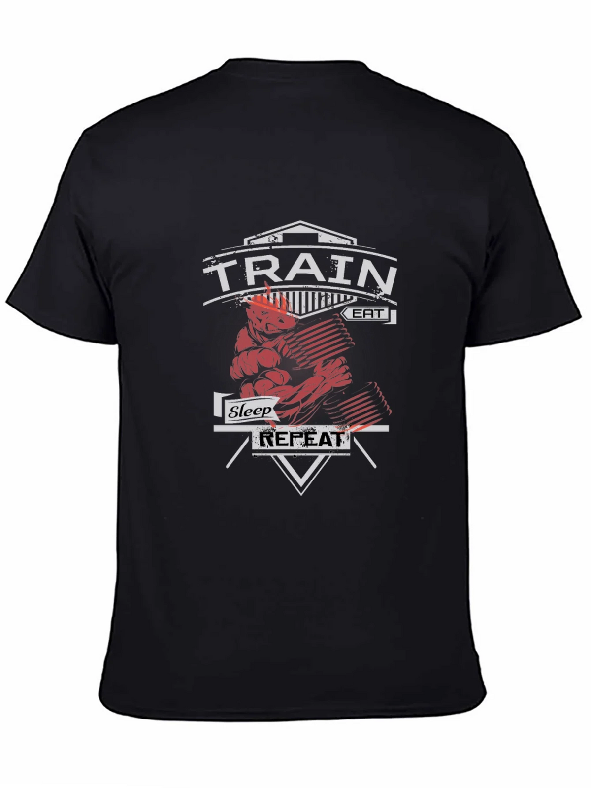 Train Eat Sleep Repeat Gym Workout Black T-Shirt product image 4