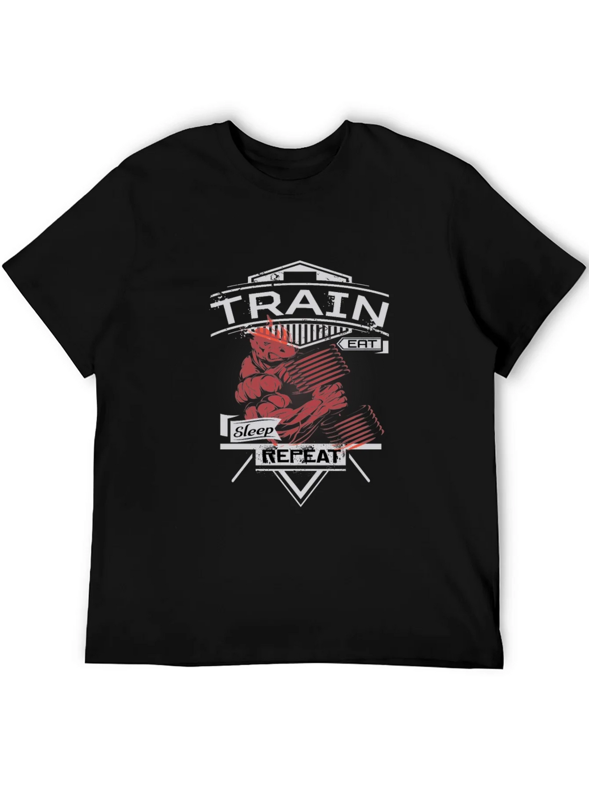 Train Eat Sleep Repeat Gym Workout Black T-Shirt product image 5