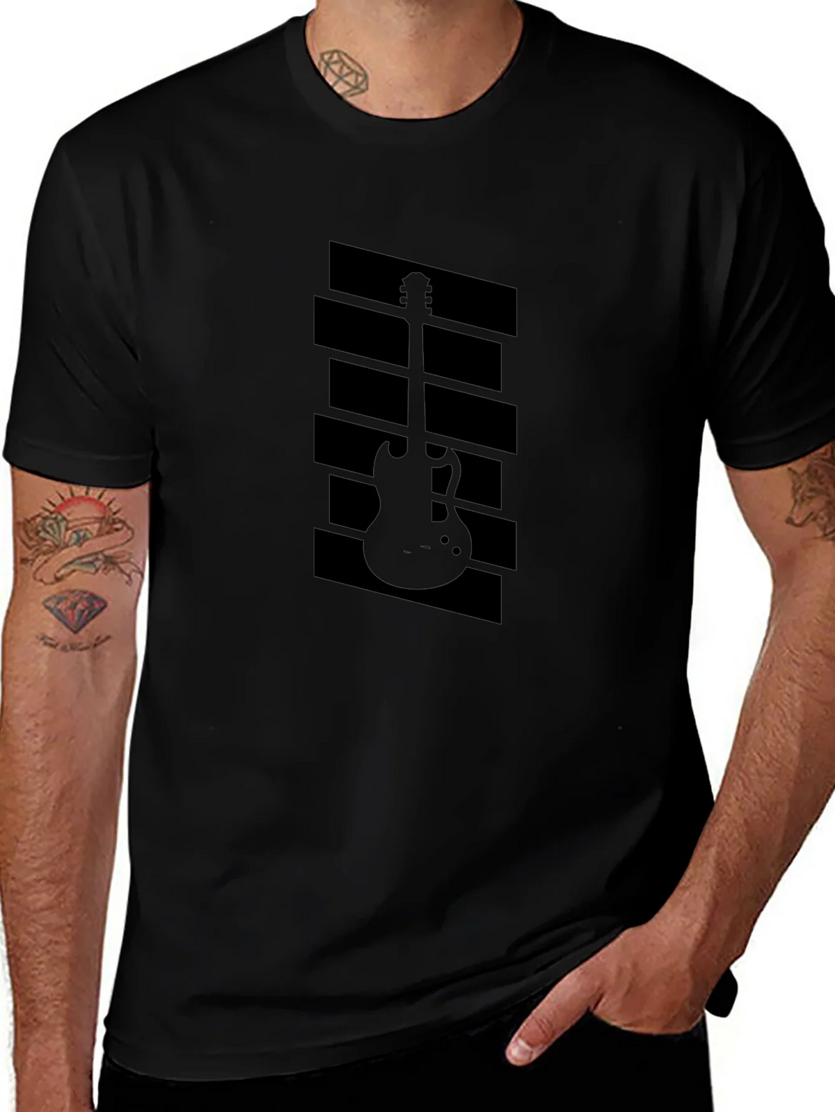 Guitar Graphic Black T-Shirt - Musician Style product image 1