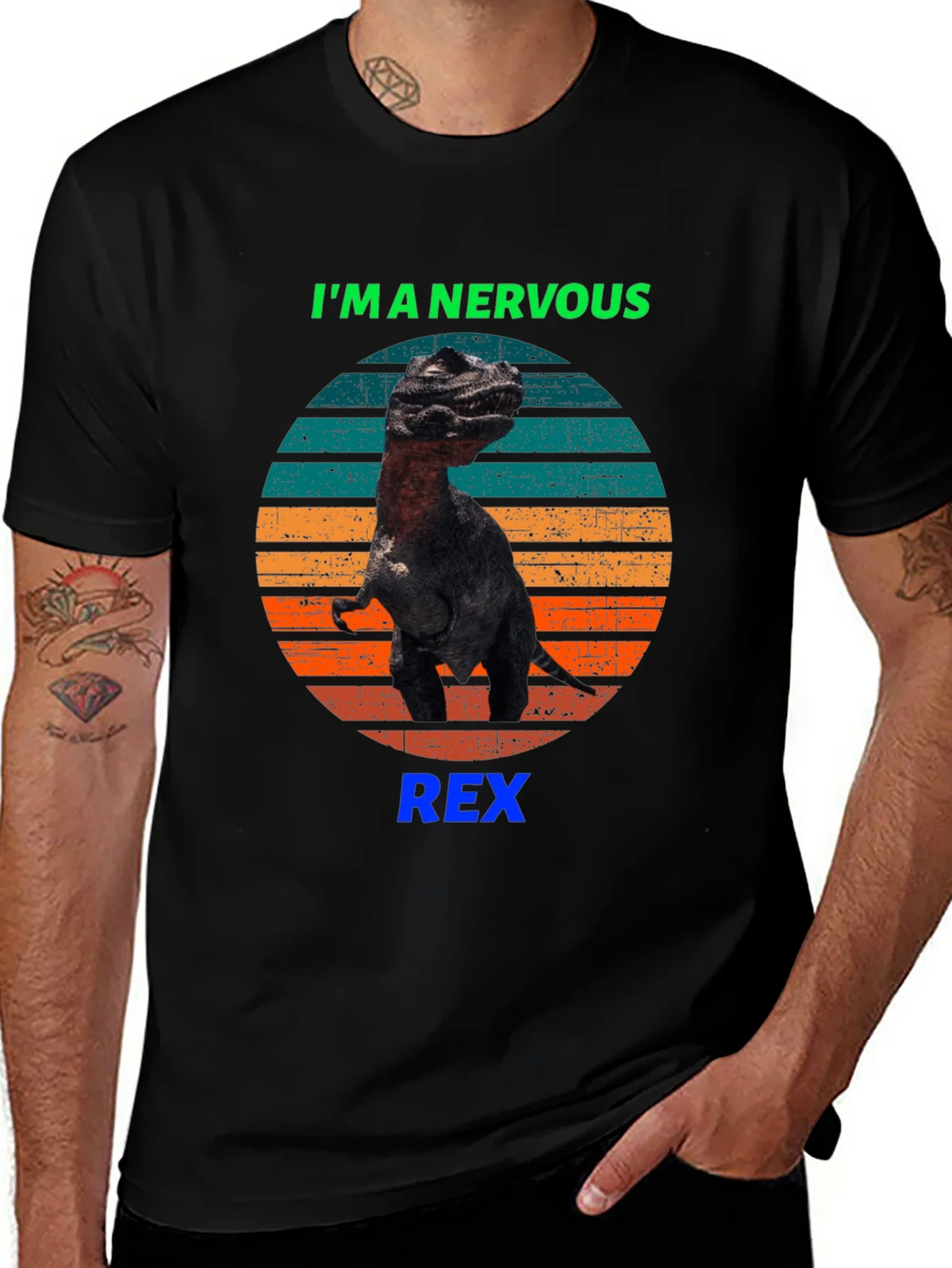Nervous Rex T-Shirt - Funny Dinosaur Tee product image 1