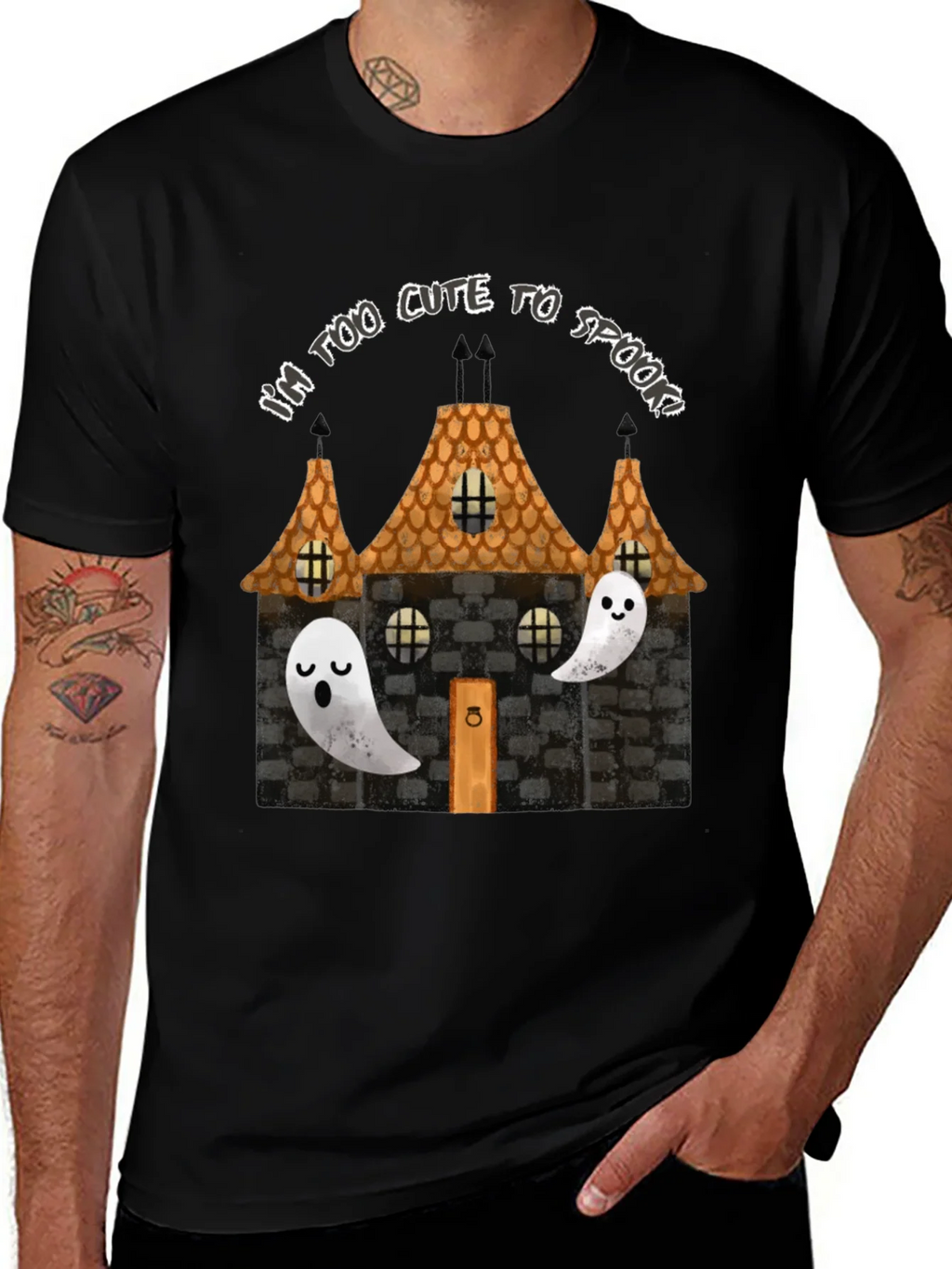 Cute Halloween Ghost House Graphic Tee product image 1
