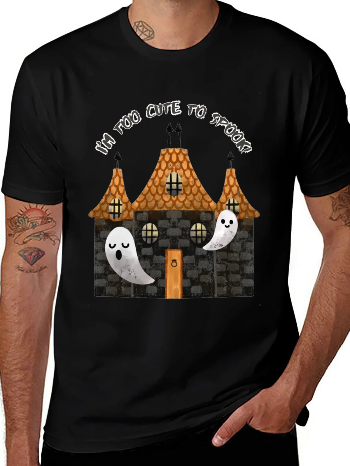 Cute Halloween Ghost House Graphic Tee product image 1