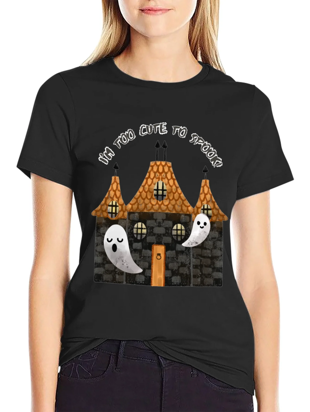 Cute Halloween Ghost House Graphic Tee product image 2