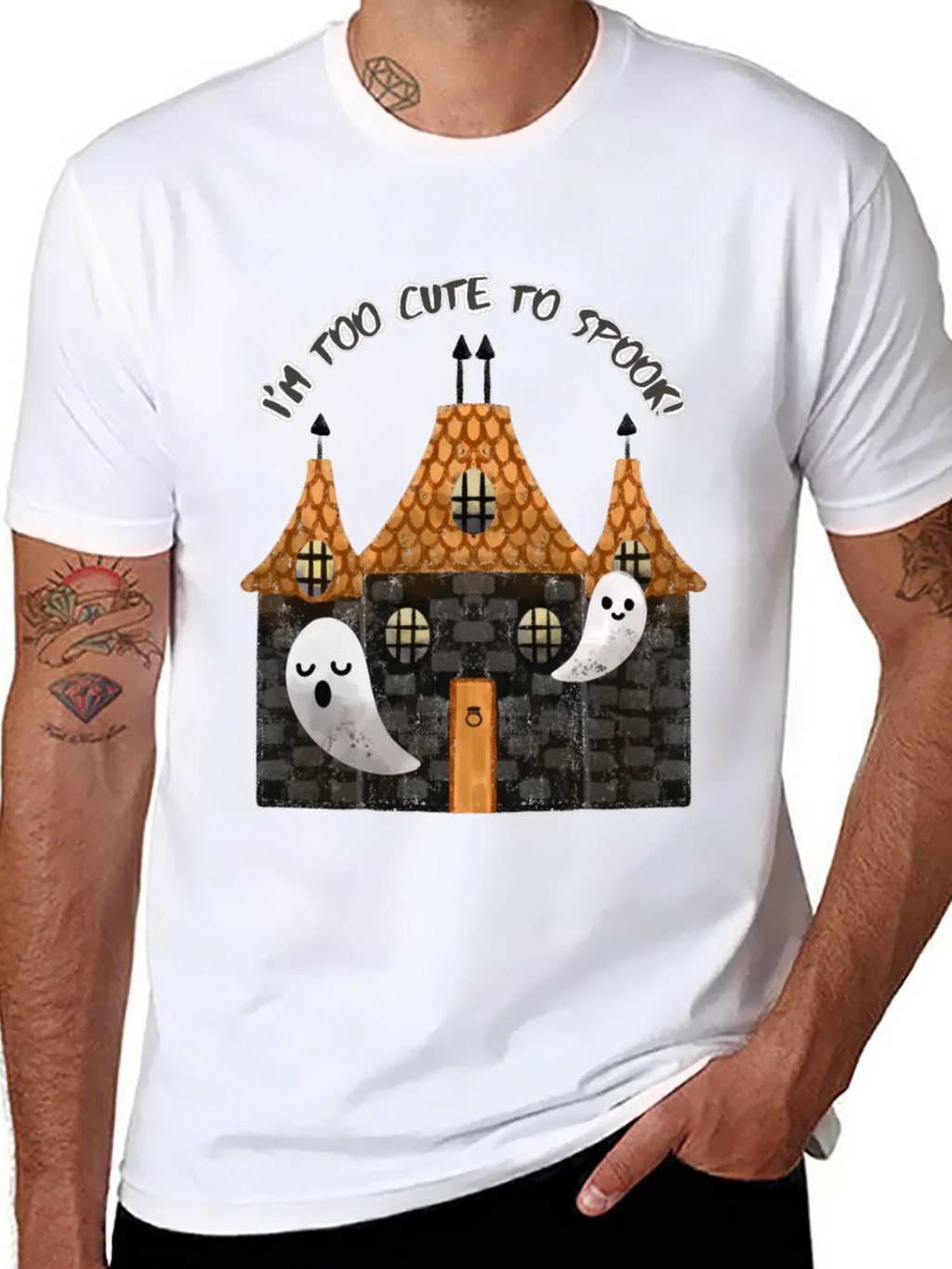 Cute Halloween Ghost House Graphic Tee product image 7
