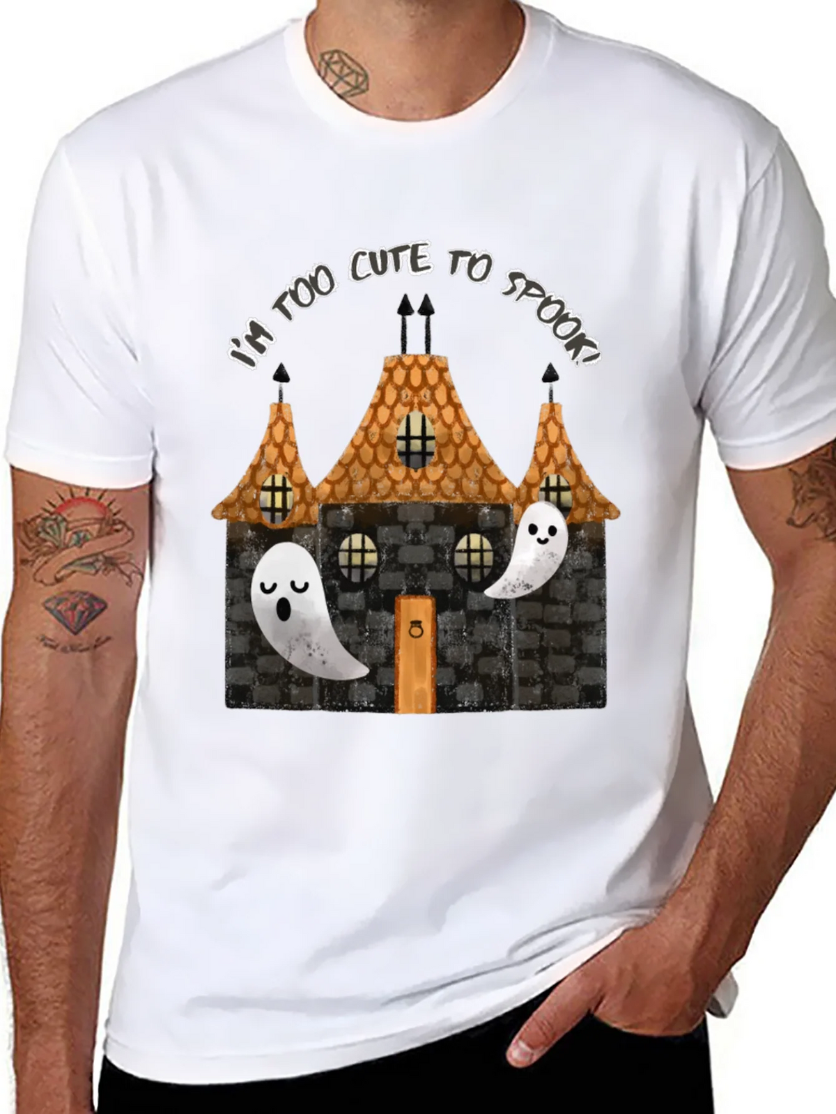 Cute Halloween Ghost House Graphic Tee product image 7