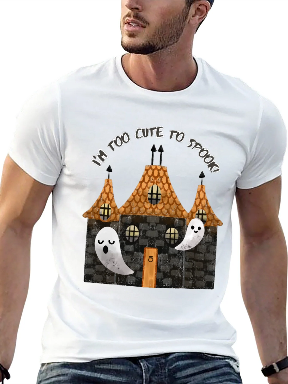 Cute Halloween Ghost House Graphic Tee product image 12