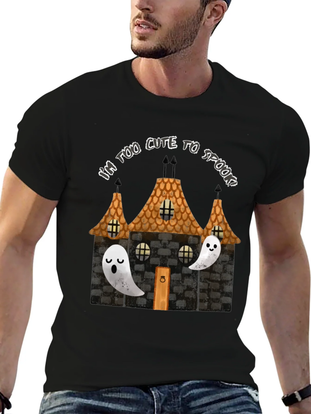Cute Halloween Ghost House Graphic Tee product image 6