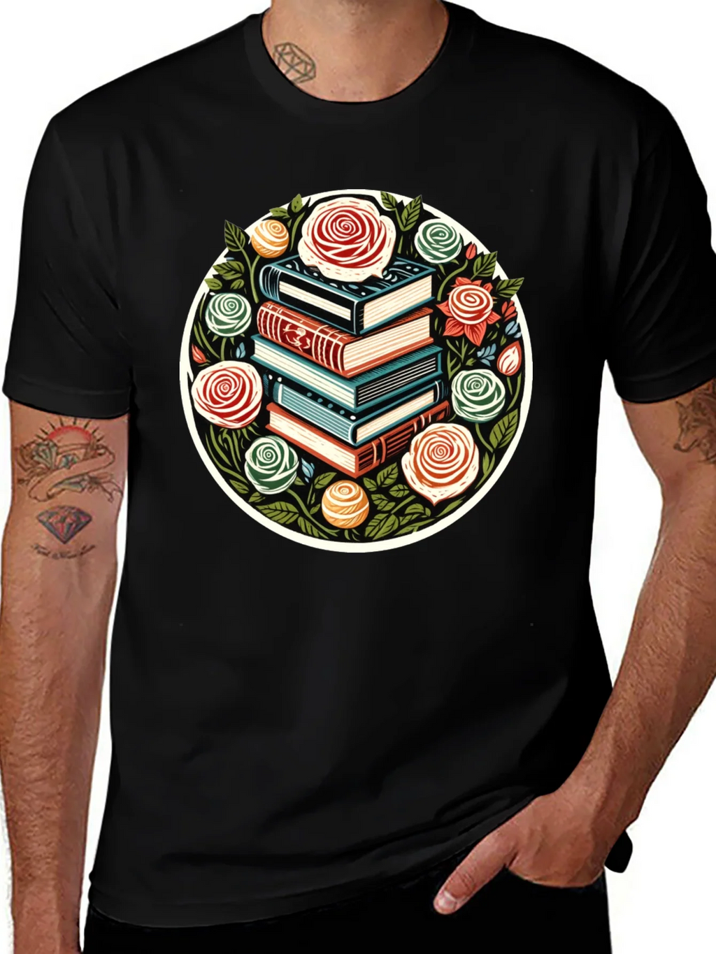 Book Stack & Roses Graphic Tee product image 1