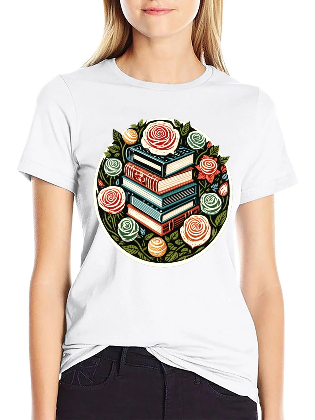 Book Stack & Roses Graphic Tee product image 8