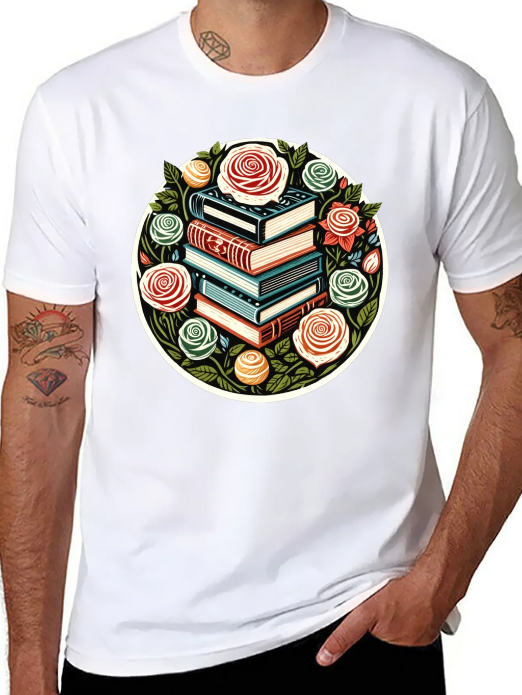 Book Stack & Roses Graphic Tee product image 7
