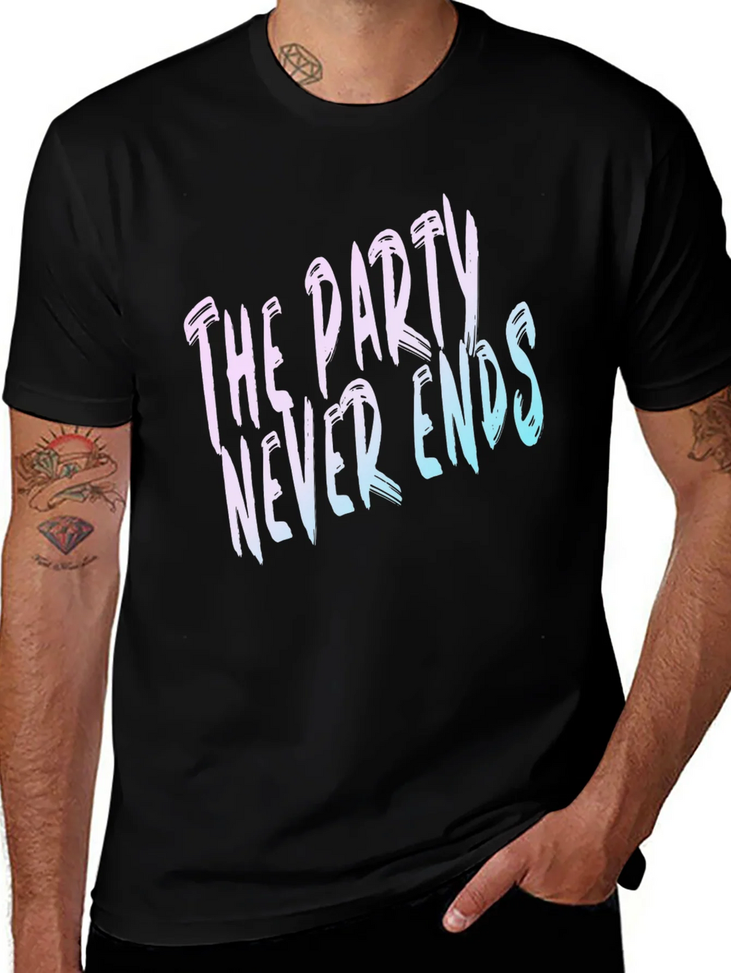 The Party Never Ends Graphic Tee - Black Cotton T-Shirt product image 1