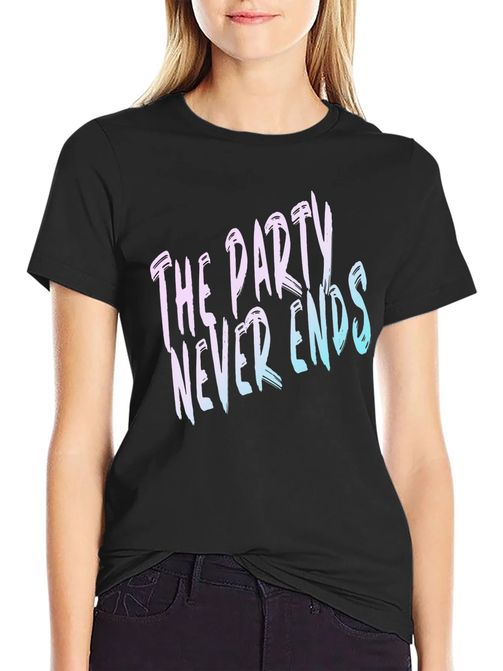 The Party Never Ends Graphic Tee - Black Cotton T-Shirt product image 2