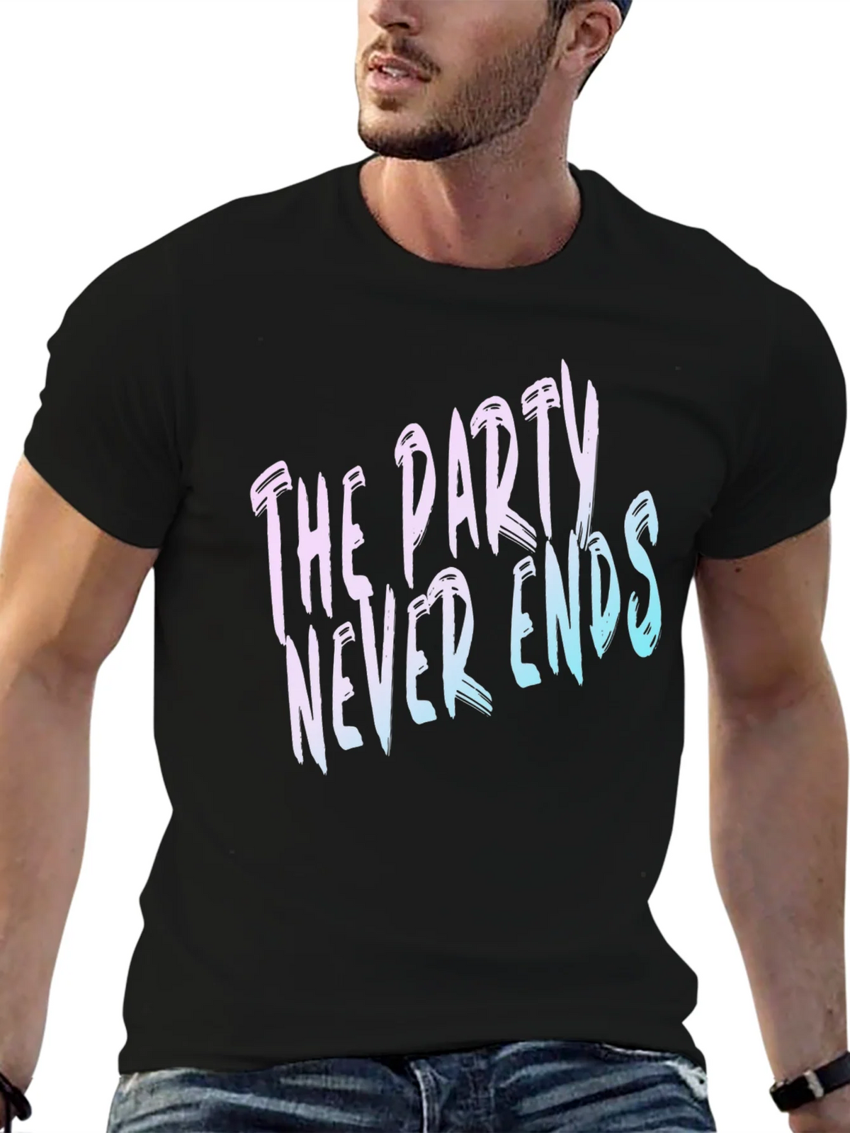 The Party Never Ends Graphic Tee - Black Cotton T-Shirt product image 6