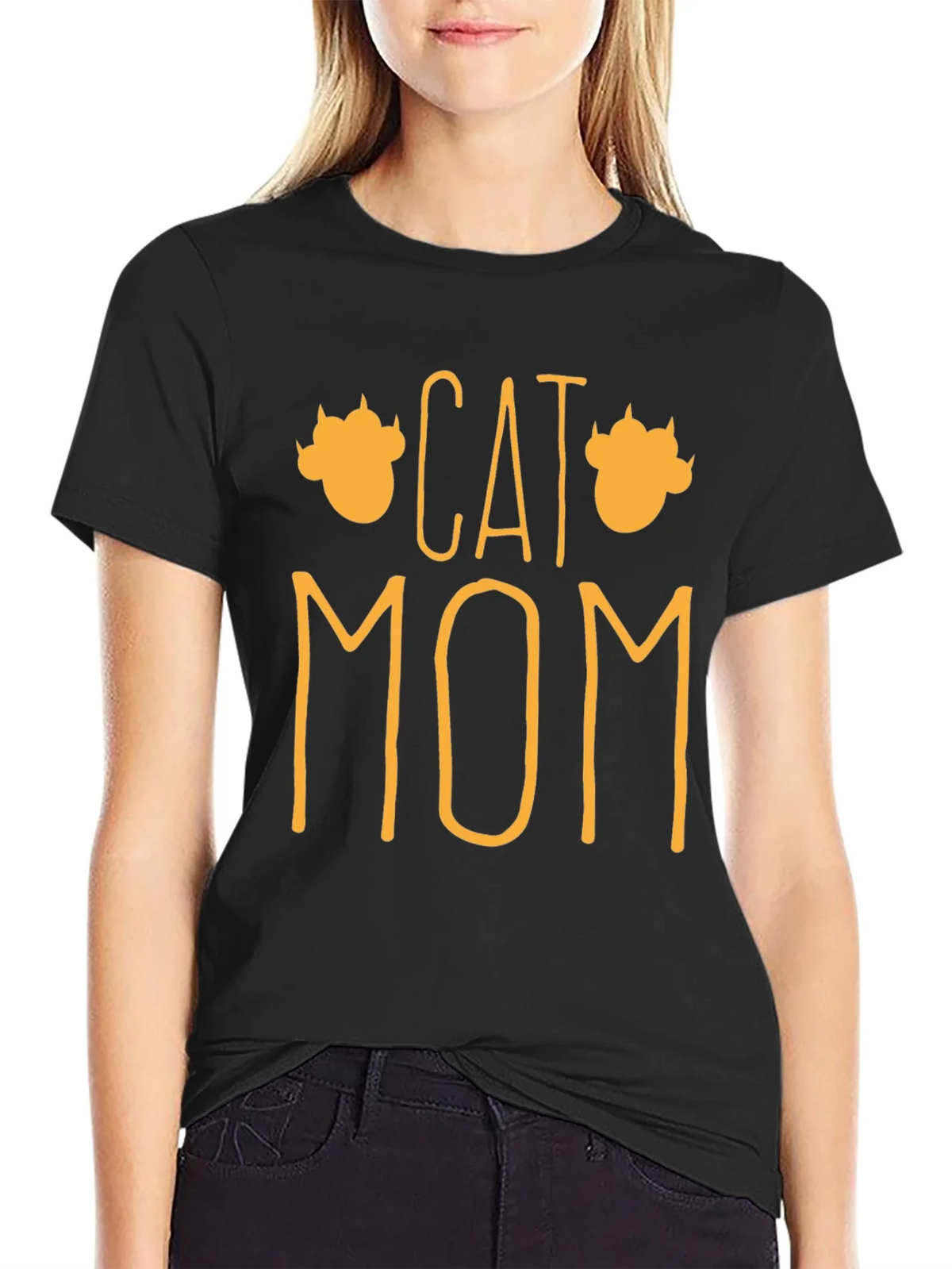 Cat Mom Graphic T-Shirt - Black product image 5