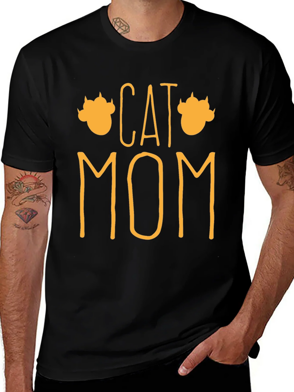 Cat Mom Graphic T-Shirt - Black product image 1