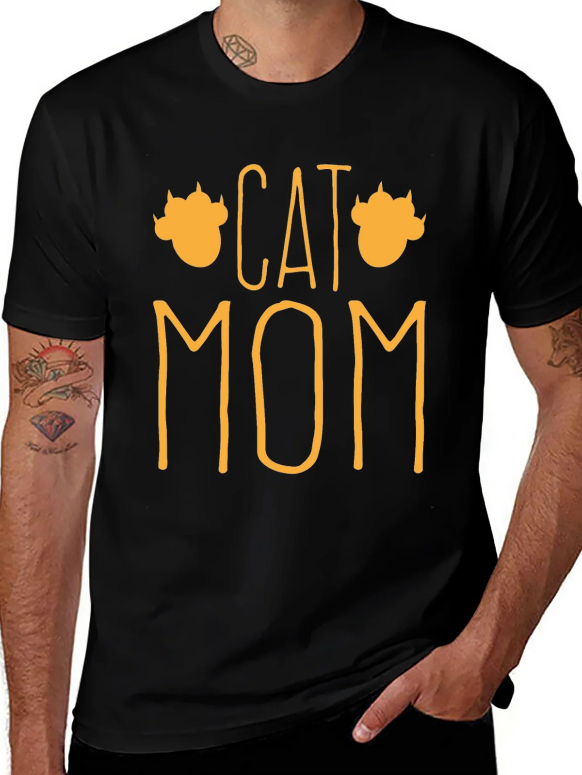 Cat Mom Graphic T-Shirt - Black product image 1
