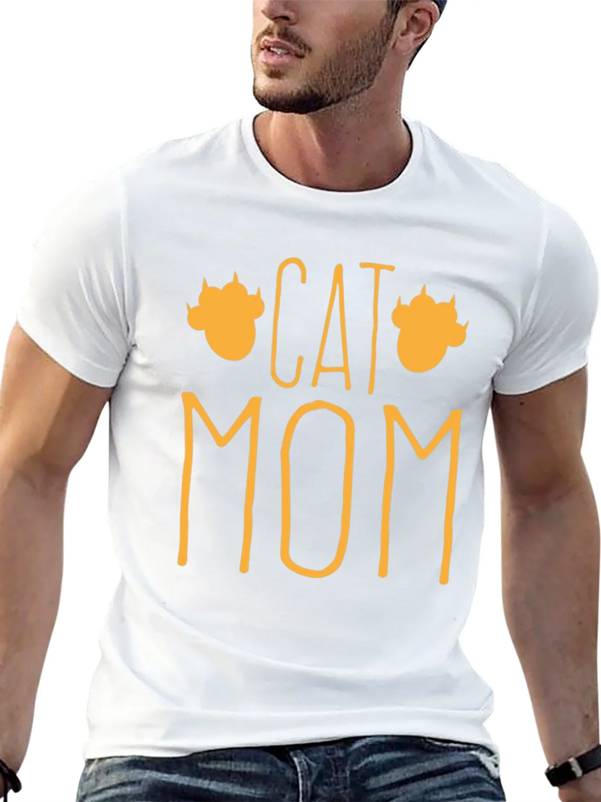 Cat Mom Graphic T-Shirt - Black product image 4